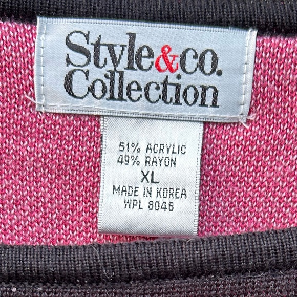 💥LAST CALL💥 STYLE & CO 3/4 Sleeve Pink Red Black Pullover Sweater Top Size XL - Picture 3 of 4